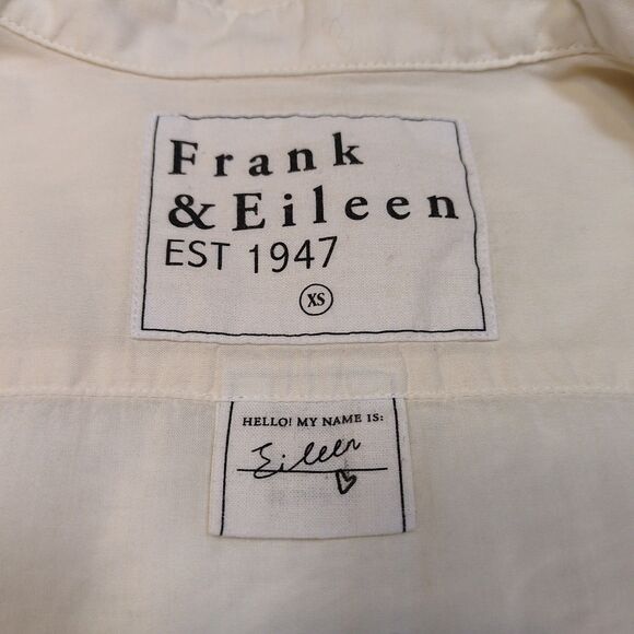 Frank & Eileen Womens XS Eileen Relaxed Button Shirt Cotton Peach Ivory Cream - Picture 8 of 12